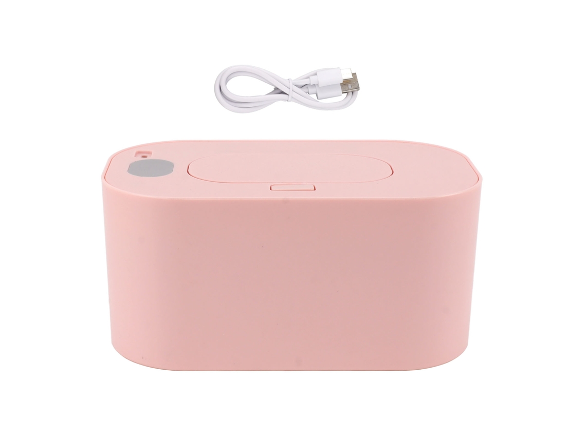 Aquecedor De Lenços Úmidos Usb Com Dispenser Capacidade Grande Temperatura Constante Para Bebês Rosa