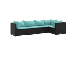 Conjunto 5 de muebles de jardín VIDAXL y cojines ratán sintético negro