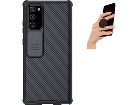 Carcasa y Popsocket Samsung Note 20 Camshield Nillkin Negro