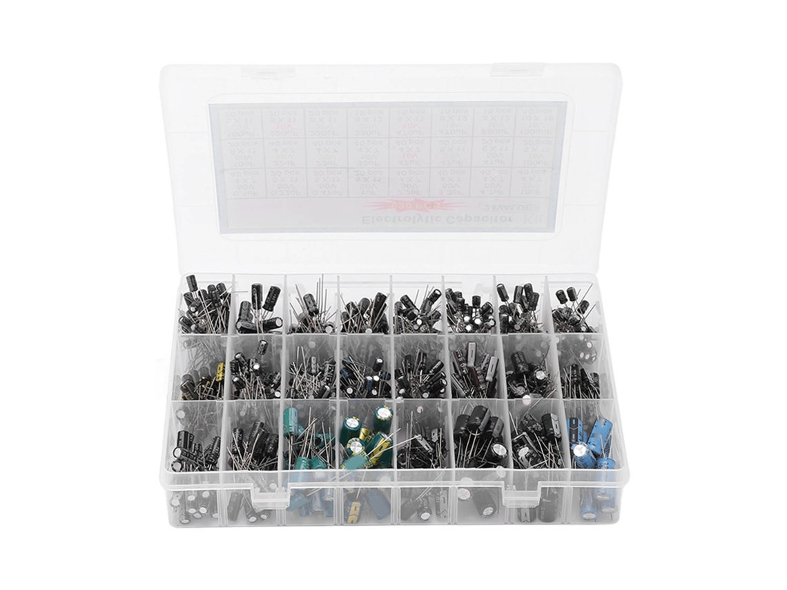 Kit De 630 Condensadores Electrolíticos De Aluminio, 24 Valores, De 0,1 Μf A 1000 Μf, Para Bricolaje Y Reparaciones, Con Estuche De Almacenamiento.