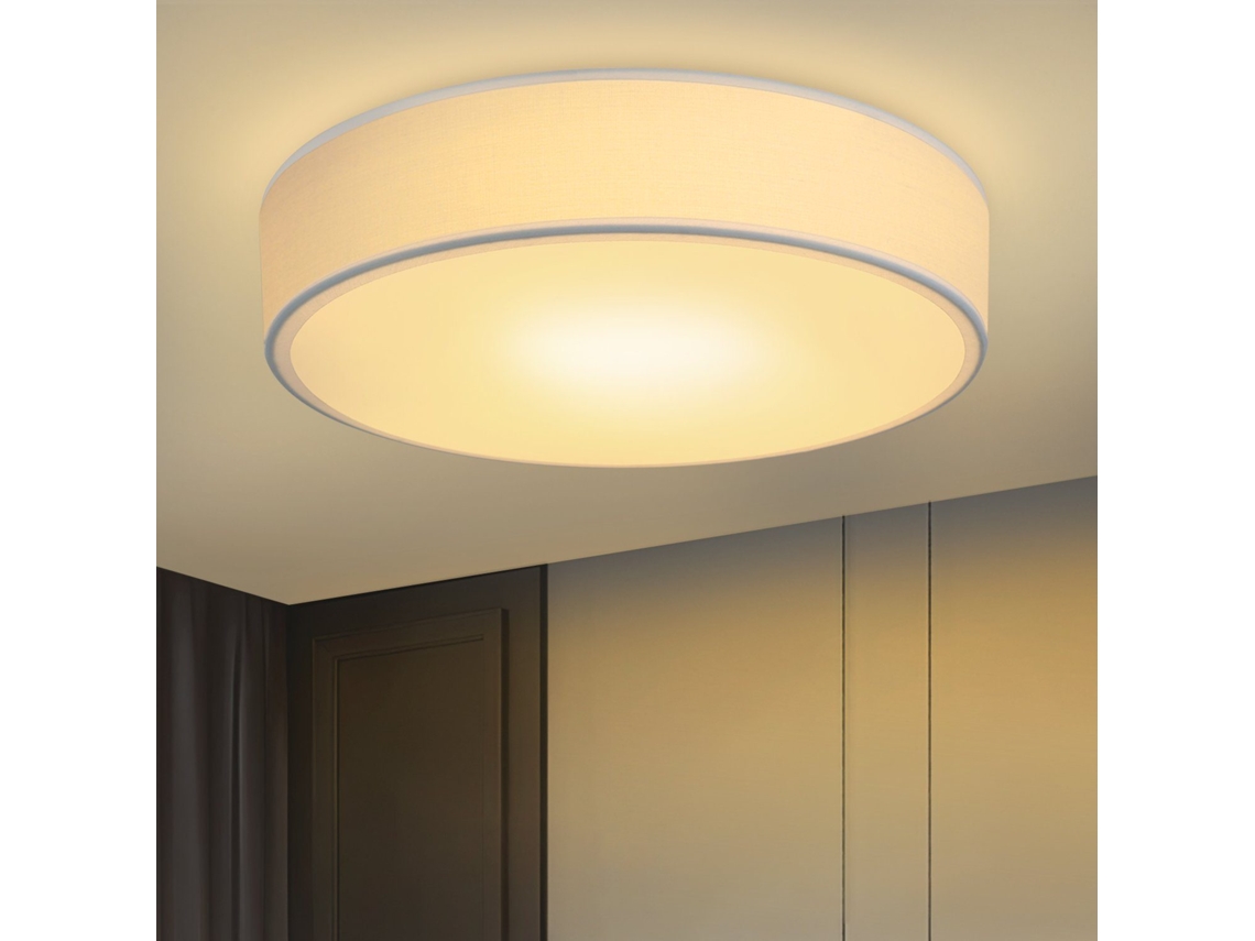Lámpara de techo redonda blanca moderna de 30 cm E27, 2 bombillas con pantalla para salón, cocina y recibidor Zmh