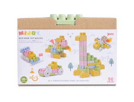 Blocs de Construcción SUNTA TOYS 50 Unidades Boquillas Ecológicas Mijoy (Edad Mínima Recomendada: 18 meses)