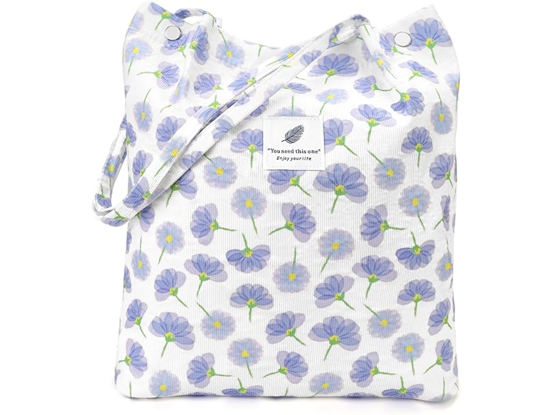 Bolso de pana para mujer, gran capacidad, reutilizable, con bolsillo interior, bolso de hombro adecuado para secadora de ropa.