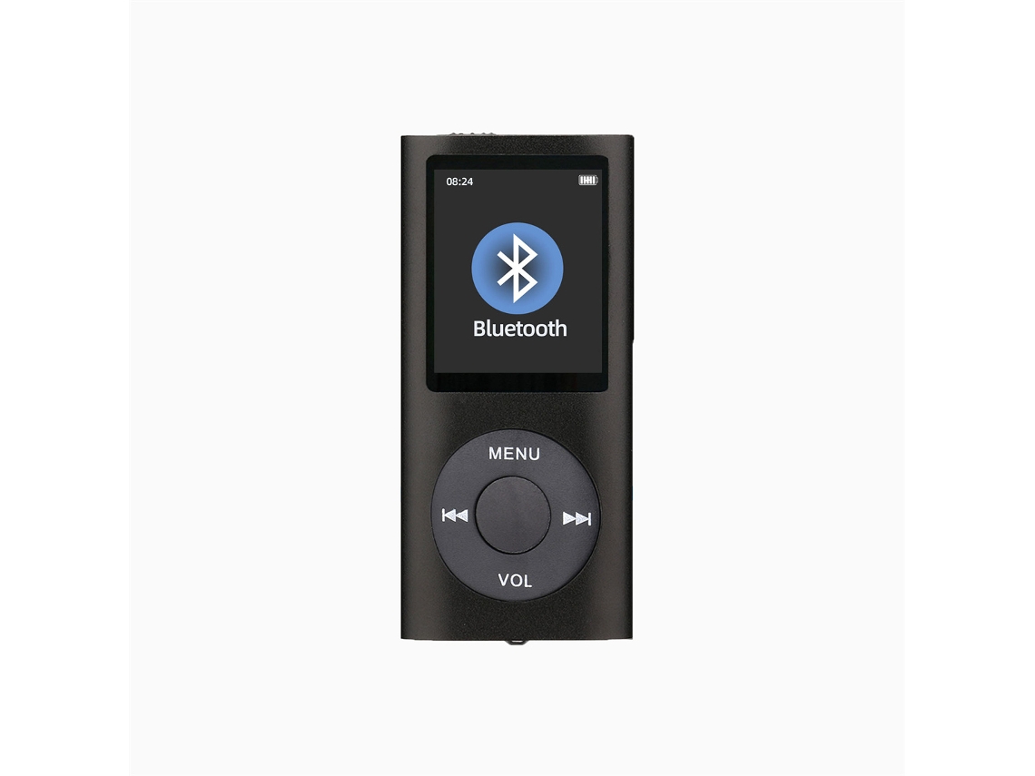 Reproductor MP3 portátil con Bluetooth, tarjeta insertable, Walkman MP4 para estudiantes que leen libros especiales, color negro, 16 GB, auriculares de segunda generación, cable