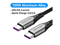 Cable USB-C a USB-C, 100 W, QC 4.0 PD 60 W, para MacBook Pro, Xiaomi Mi 10, Gris aluminio