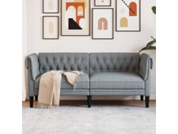 Sofá Chesterfield De 2 Plazas Tela Gris Claro
