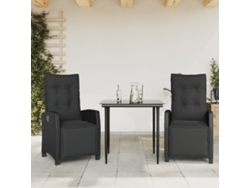 Conjunto de comedor de jardín de 3 piezas DKD Home Decor con cojines de mimbre negros