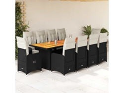 Conjunto de bistró de jardín de 11 piezas DKD Home Decor con cojines de mimbre negros