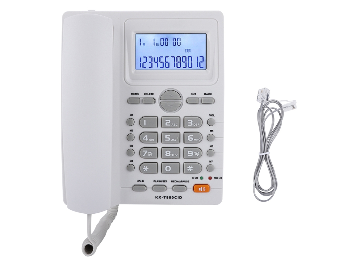 Telefone Fixo Com Fio Com Display De Identificação De Chamadas E Alto-falante Dual Port Branco