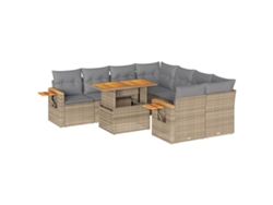 Maison Exclusive - Set Sofás Jardín Y Cojines 9 Pzas Ratán Sintético Acacia Beige