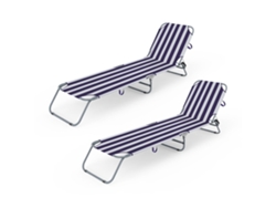 Silla de playa plegable Marbueno, paquete de 2, rayas azules y blancas, Marbueno Summer