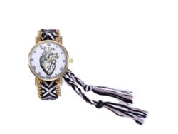 Reloj De Mujer Sencillo Con Correa De Lana Tejida, Números Romanos Y Movimiento De Cuarzo Negro.
