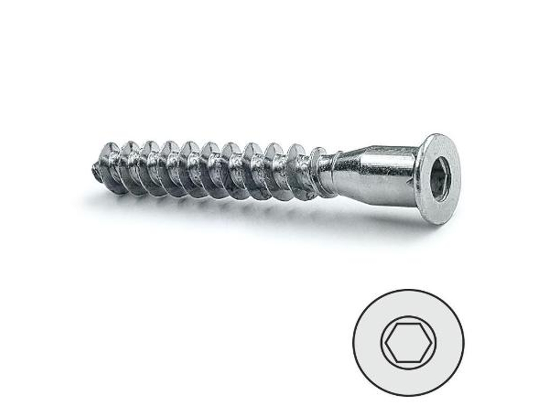 Tornillo autorroscante rosca madera, allen zincado 7-50 cabeza plana con punta