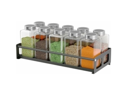 Innovador especiero magnético, elegante organizador de refrigerador de metal negro de alta calidad, organizador de especias con potente fuerza magnética.
