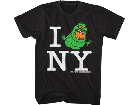 Camisetas Unisex DEEPSTONE Slimer I Love NY Real Ghostbusters Negro (XL)