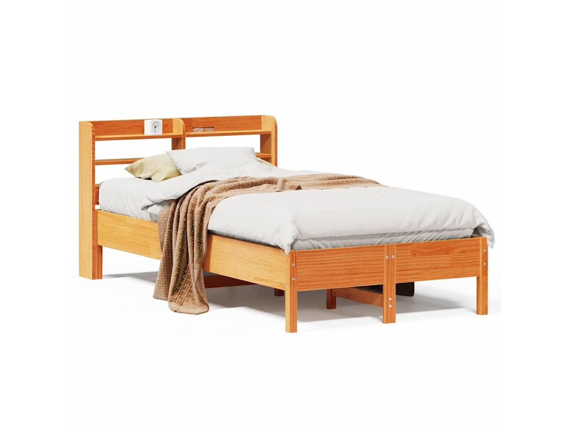Maison Exclusive - Cama Sin Colchón Madera Maciza De Pino Marrón Cera 100x200 Cm