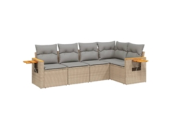 Conjunto de 5 sofás de jardín con cojines de mimbre beige MAISON EXCLUSIVE (5 piezas)