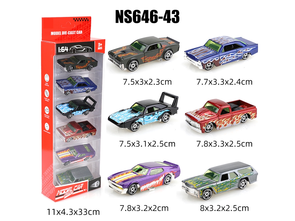 (6 Coches) Mini Coches Deslizantes De Metal Fundido A Presión A Escala 1/64, Juguetes Para Niños
