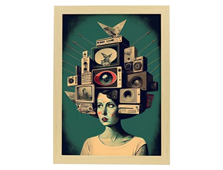 NACNIC Poster Radiodifusión En Estilo Surrealismo Cinematográfico Ilustraciones Y Grabados De Historieta Abstracta Y Artística A3 Marcos Madera
