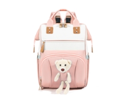 Mochila para pañales, bolso para mamá con diseño de osito adorable, con compartimento térmico para biberones, regalo ideal para futuras mamás SPQMENT (rosa)