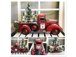 Camión Rojo De Granja Decoración Navideña Con Árbol De Navidad Desmontable Para Hogar Tiendas