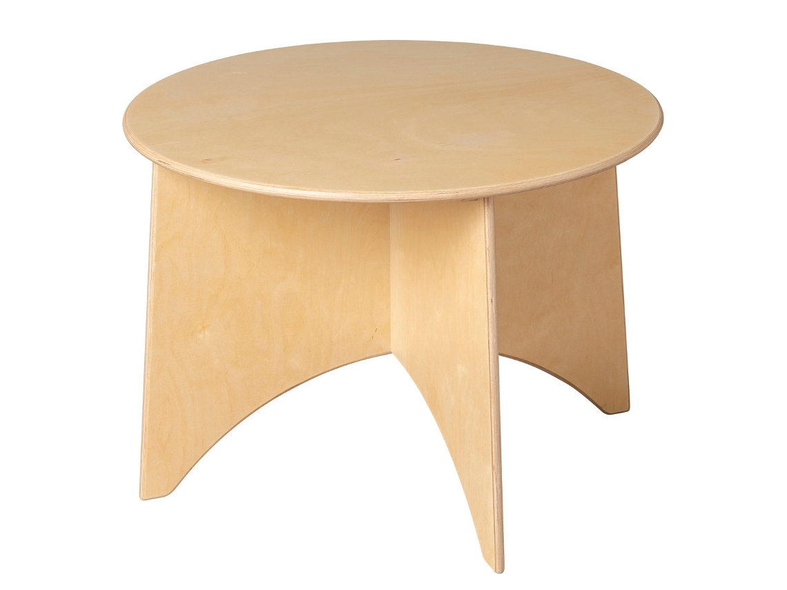 Mesa infantil redonda de madera Apollo, de Pertina Van Dijk Toys, para niños pequeños, de Ø75 cm de diámetro y 60 cm de altura.