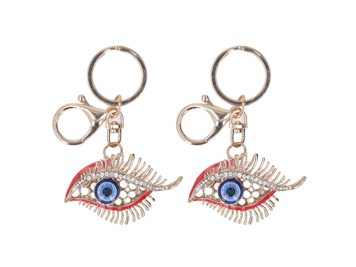 2 Llaveros Con Forma De Ojo Y Diamantes De Imitación, De Aleación De Zinc, Pequeños, De Diseño Único, Color Rojo.