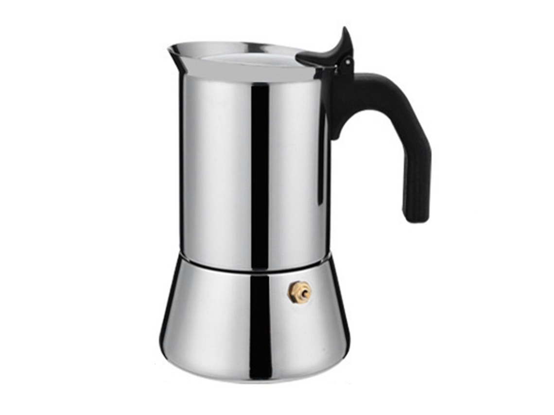 Cafetera italiana de acero inoxidable para camping y hogar, 200 ml, 15,7 x 10,3 cm