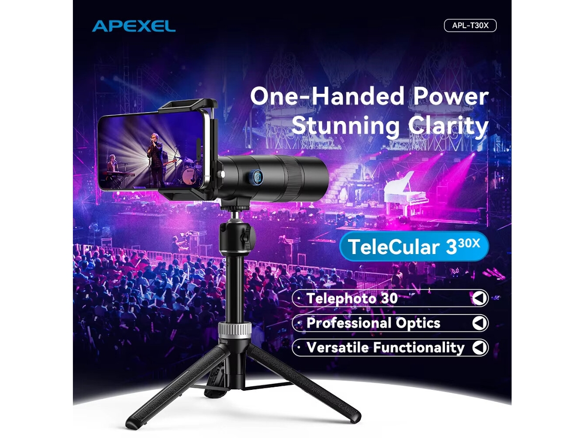 Telescopio Monocular Apexel T30 30x Ultra Teleobjetivo, Universal, Profesional, Con Trípode, Para Viajes, Acampadas Y Observación De Aves.