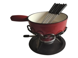Set de fondue liso rojo 24 cm calentador de hierro forjado DSBRGSAF24 - TABLEANDCOOK