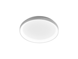 Lámpara de techo LED regulable Krizia, 38 W, 3000 K, luz cálida, 3300 lm, difusor opalino, marco blanco satinado, IP20, diámetro 27 cm, diseño moderno, Gea Luce