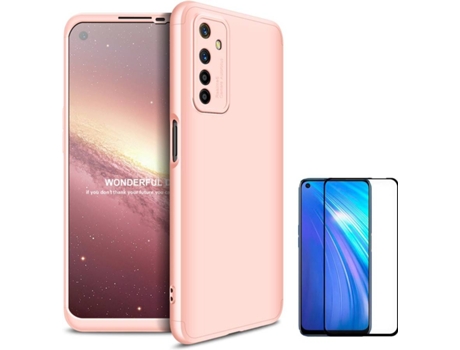 Carcasa y Protector Realme 6 Slim armor 360º Rosa