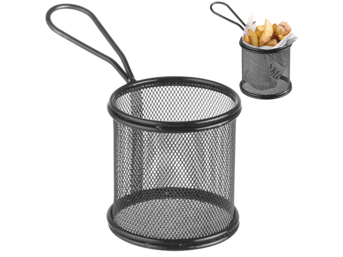 Serwowania Koszyk Smażonych Przekąsek Frytek Z Uchwytem Okrągły 90x90x90 Mm HENDI 425633