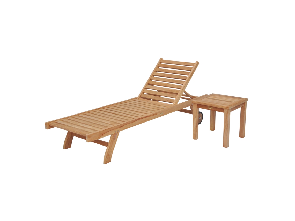 Juego de solarium recto de teca con mesa auxiliar JAVA HAPPY GARDEN