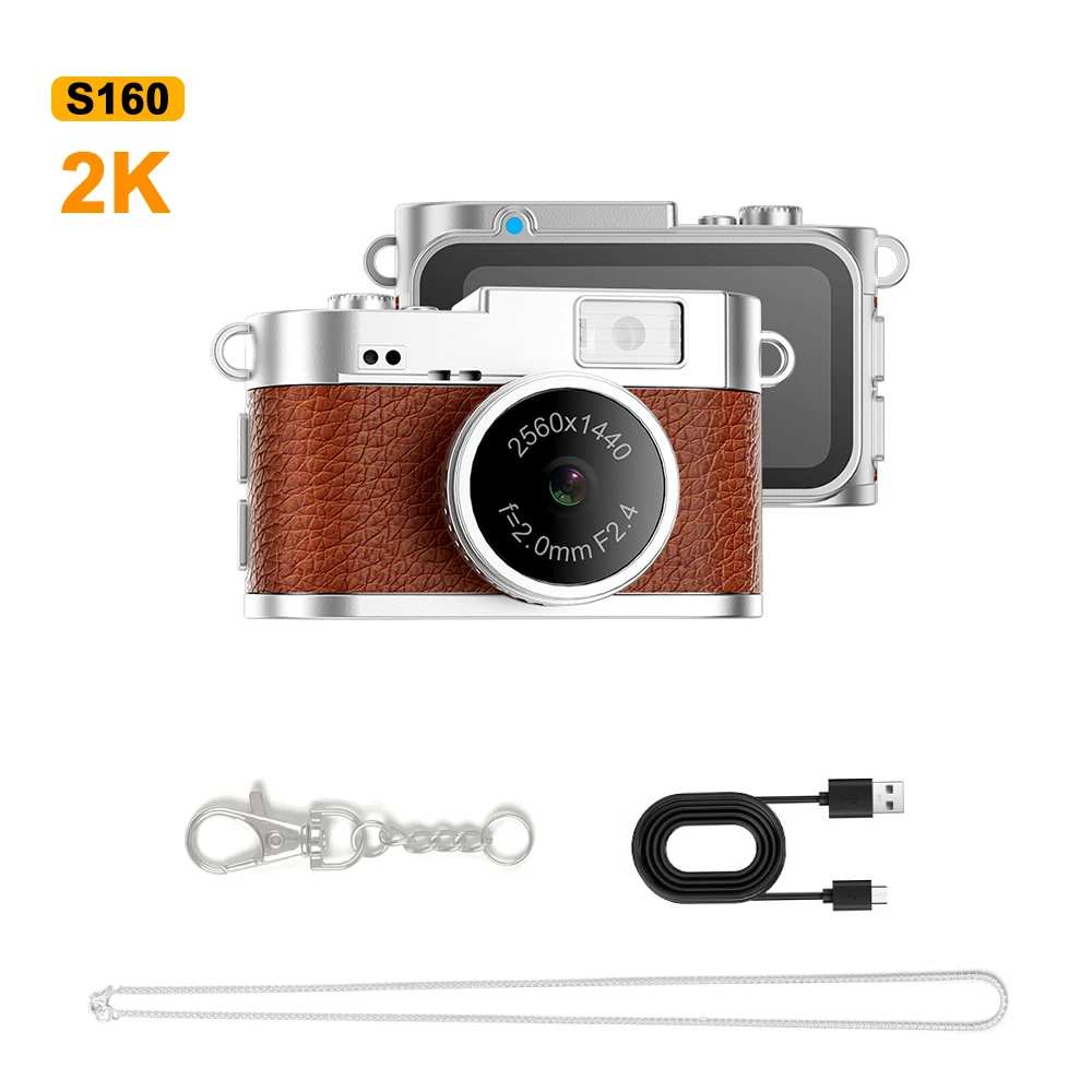Mini Cámara Digital Retro (brown-8g), Resolución De Pantalla 2k, Cámara Decorativa Portátil