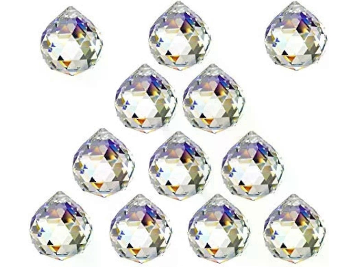 Conjunto de 12 colgantes de cristal transparente, de 20 mm, para colgar en la ventana o el jardín.