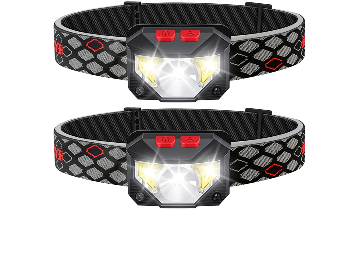 NEVEANCE Lámpara Frontal LED Recargable 2 UNID, Linterna Impermeable con Sensor de Movimiento, 1000 Lúmenes, 30 Horas de Duración, USB para Correr, Acampar y S