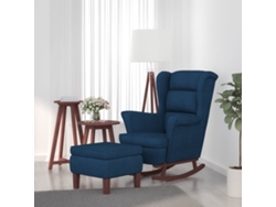 Mecedora Lovely Home con patas de metal y banco de terciopelo azul