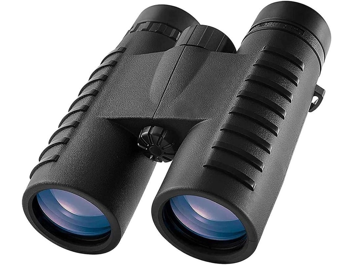 Binoculares de camping Chennls 10x42 con correa para el cuello y funda, telescopio profesional, gran angular, HD, negro