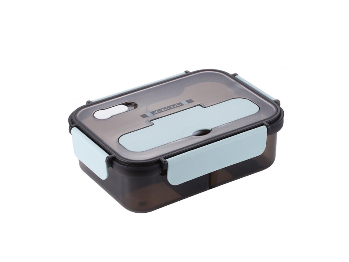 MEOIRUERY Caja de Almuerzo Bento con Cuchara, Caja de Almacenamiento de Alimentos de Plástico con 3 Compartimentos