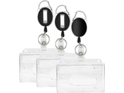 Conjunto De 3 Porta-crachás Com Chave Retrátil E Chaveiro.