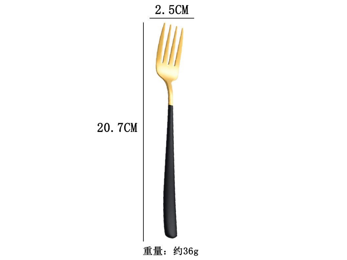 2026da-tenedores De Acero Inoxidable, 6 Piezas, Mango Largo, Para Ensalada, Carne, Fruta, Vajilla Occidental Creativa, Oro Y Negro