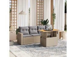 Conjunto de 5 sofás de jardín con cojines de mimbre beige Dkd Home Decor