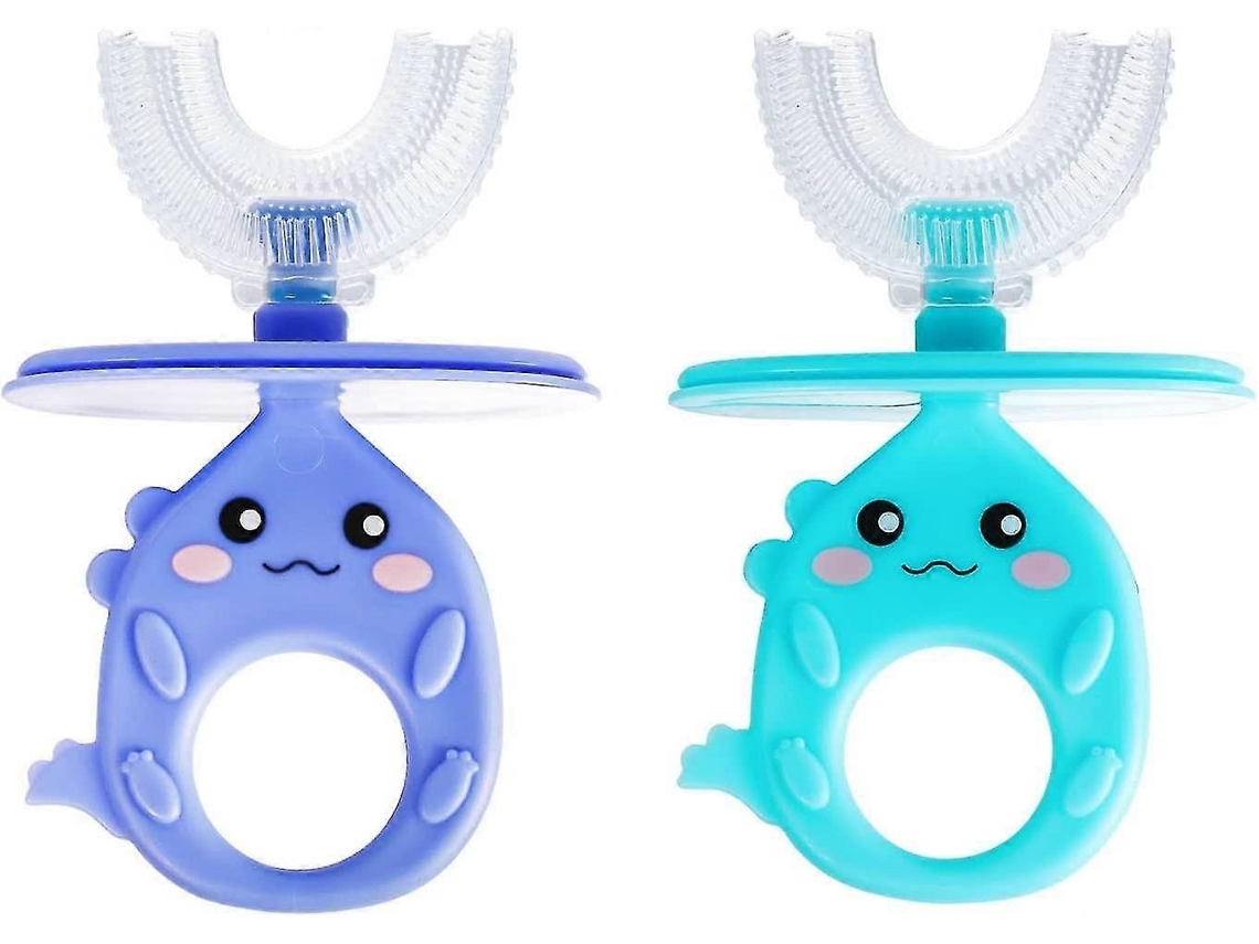 Cepillo de dientes infantil en forma de U para bebés y niños pequeños con limpieza bucal de 360°, cepillo de dientes de silicona GOKOCO