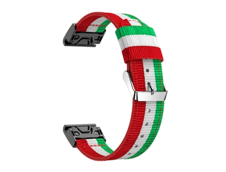 Correa de nailon para Garmin Fenix 5 - verde/blanco/rojo