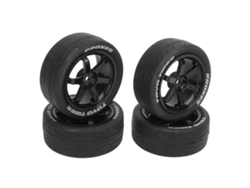 4 Neumáticos De Goma Para Coches Rc 1/10 Con Ruedas De Plástico, Superficie Lisa, Gran Absorción De Impactos Para Tamiya Tt01 Tt02 Negro
