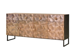 Aparador en madera mango y bronce color marron oscuro Marrón.GINER Y COLOMER 80x42x170