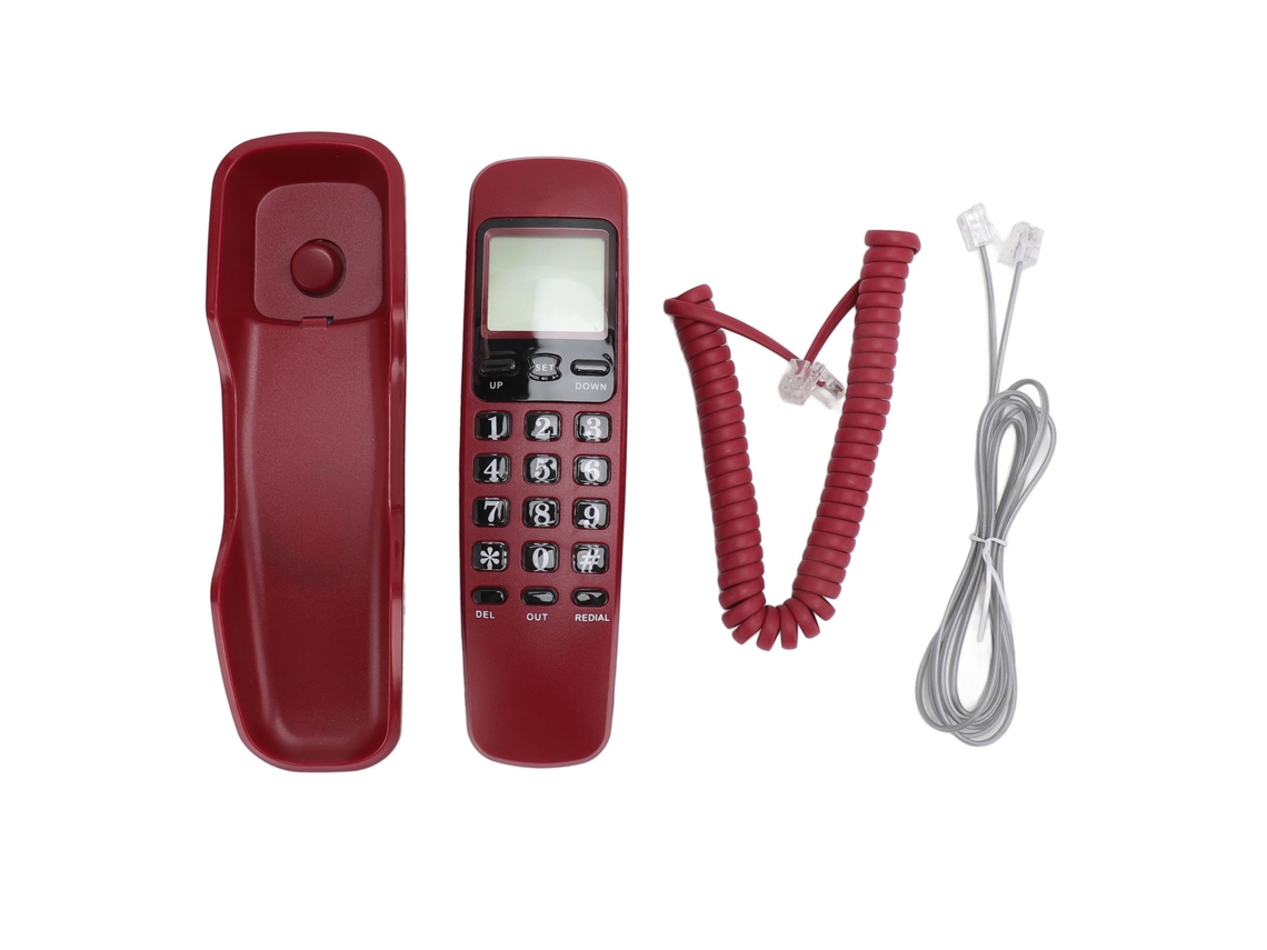 Teléfono De Pared Con Cable, Identificador De Llamadas, Función De Devolución De Llamada, Base Antideslizante, Para El Hogar O El Hotel, Color Rojo.