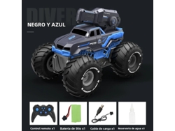 (Azul) Juguete de coche acuático impermeable con control remoto 2,4 g