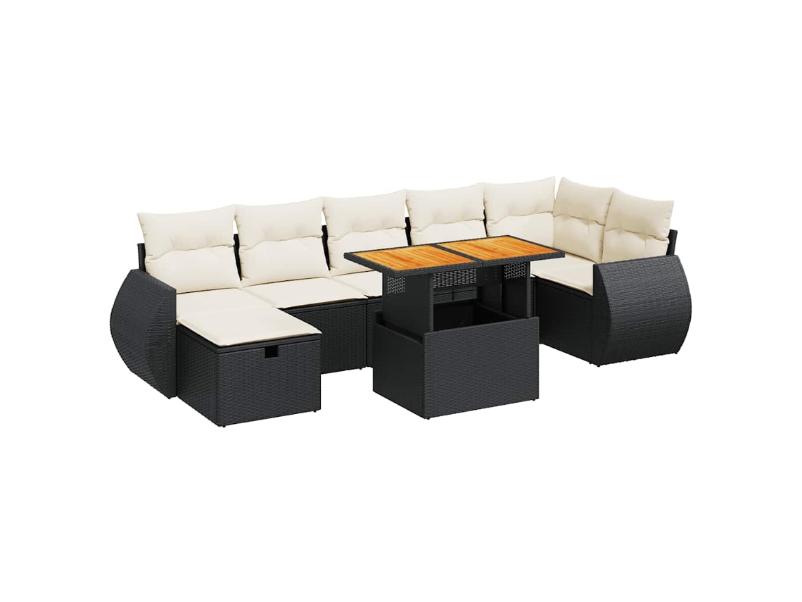 Maison Exclusive - Juego de sofá de jardín de 5 piezas con cojines, madera de acacia y mimbre